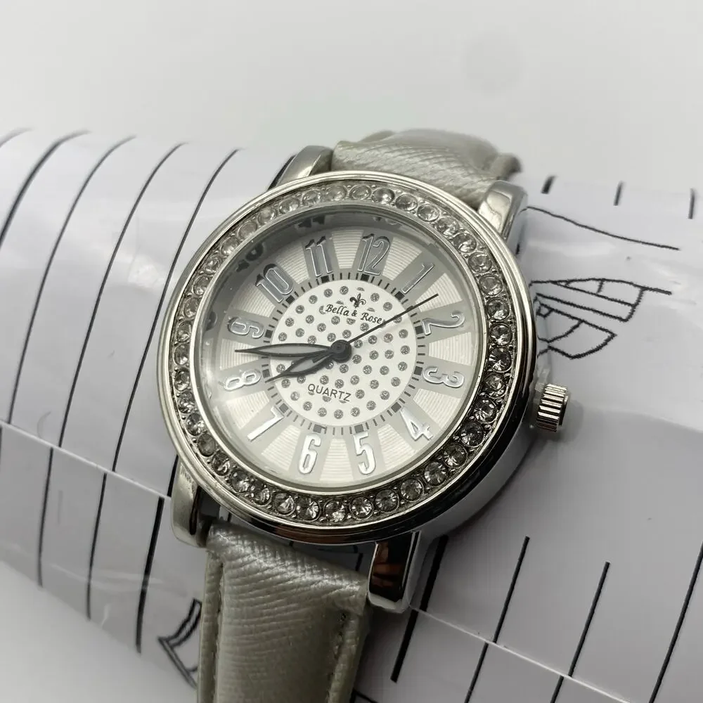 Bella and Ross Silver Tone Stainless Steel Crystal Bezel Watch